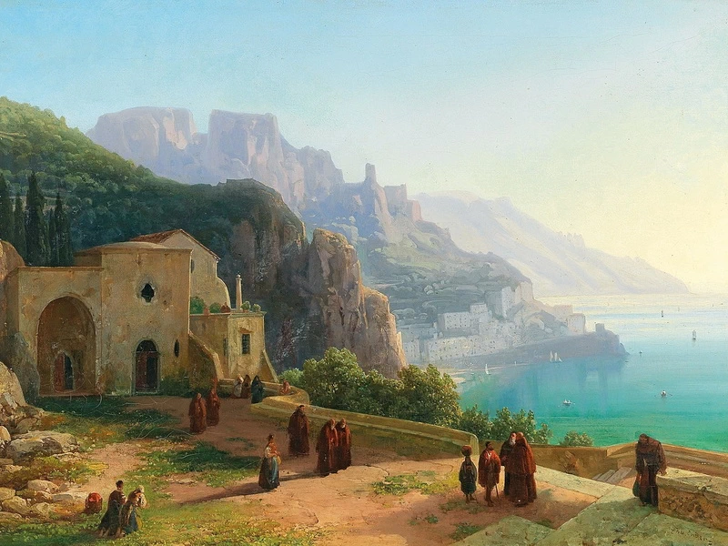 1793-Thomas Ender - A view of the Amalfi coast near Ravello